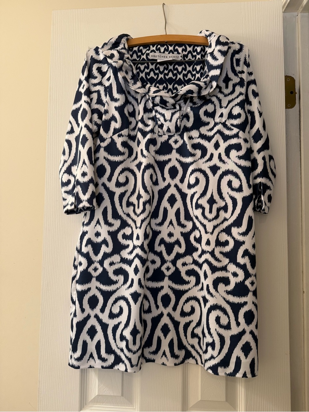 Gretchen Scott Navy & White Patterned Mini Dress